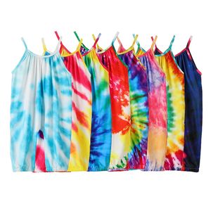 Kids Summer tie dyed Rompers children's clothing summer Sleeveless baby Jumpsuits one-piece garment 8 color T2I52184