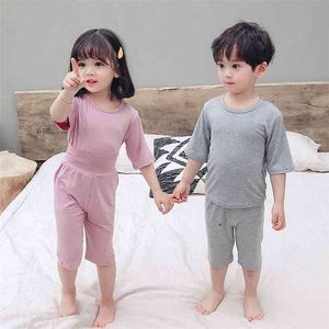 Spring Summer Baby Girls Clothes Pajamas Sets Boy Pyjamas Kids Homewear Modal Nightwear Children's Indoor Clothing Pijamas Suit 210915