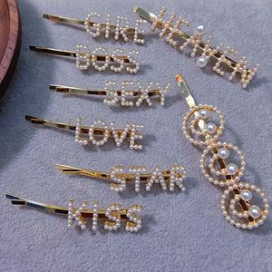 2PIC Fashion Hair Pins Pearl Hairpin Osobowość Kreatywny Prywatny Niestandardowy English Name Pearls Side Clip Mix