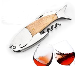 Multifuncional Corkscrew Opener Vinho Forma Forma Vinhos Garrafa Opene 3D Folhas Formas de Madeira Handle Abridores Ferramenta Acessórios SN2340