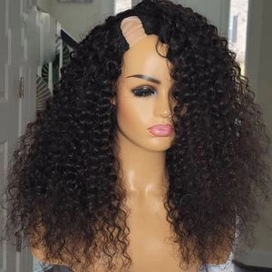 Máquina completa feita sem gluus 4a 4c afro kinky cachere 100% Human Hair U Part Wigs para mulheres lado Parte 250Dnsibe Indian Remy Curl