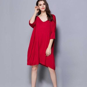 Kobiety Summer Dress V-Neck 5 Kolory Mini Casual Modal Bawełniana Plaża Oversized Home Fioletowy Sukienka Czarne Sukierek Dla Kobiet 210625