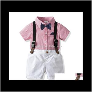 Sats Baby, Maternityboys Bröllopskläder Baby Business Suit för småbarn Barnkläder Blouse Jumpsuit 2-Piece Set med Tie Boys Clothing Dro