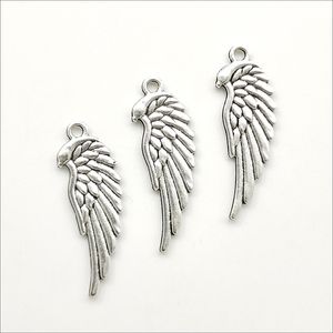 Лот 50 шт. Angel Wings Tibetan Серебряные подвески Подвески для ювелирных изделий Изготовление серьги Ожерелье Браслет Ключ Цепные аксессуары 33 * 12 мм DH055