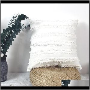 Bedding Supplies Textiles & Gardenyellow Beige White Tassels Cushion Home Decoration 50X50Cm Cotton Jacquard Er For Sofa Pillowcase Pillow Sh