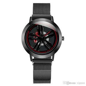 Fashion sports car Quartz Watch Cool Men Domineering Casual Watches Tire shape clock waterproof Rotate Gyro Wristwatch High quality luxury