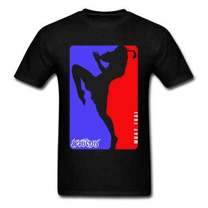 Muay Thai Mike Tshirt Silhueta Cool Mens Algodão Tops Camiseta Preto Branco Design Crewneck Teeshirt Homens Praying Mantis G1222