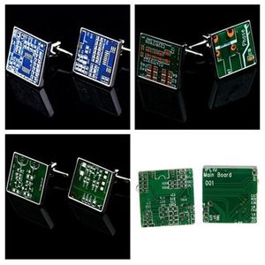 10PAIR / LOT Green / Blue Board Запонки PCB Cash Card Caft Ссылки мужские Ювелирные Изделия В целом
