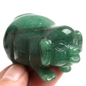 2,36 pollici di altezza avventurina verde naturale quarzo maialino pet figurine cristallo guarigione Reiki