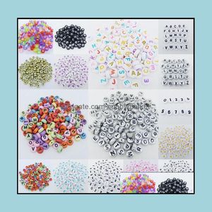 아크릴, 플라스틱, Lucite 루즈 비즈 쥬얼리! 500 Pcs 7Mm 아크릴 혼합 알파벳 문자 동전 라운드 플랫 스페이서 15 스타일 선택 드롭 배달