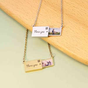 Wholesale envelope gift for sale - Group buy Pendant Necklaces Creative pull out photo envelope necklace fashion gift stainless steel letter clavicle chain