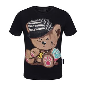 Plein T-shirt pp diabeł czaszka diamentowe krótkoczestrwałe koszulki wysokiej jakości swobodny streetwear wierzchołka męskie ubranie męskie