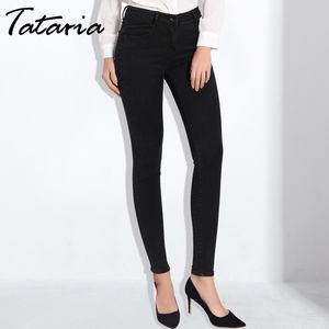 Black Women's Jeans With High Waist Skinny Pants Plus Size Waisted For Women Denim Jean Femme 210514
