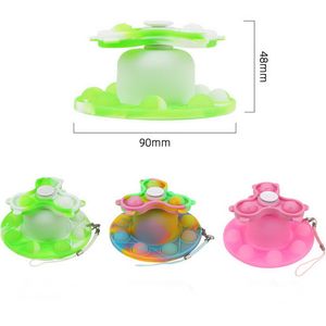 Pop Fidget Spinner Giocattoli di decompressione Il set di portachiavi brillerà Soft Silicone Tie-Dye Popper Bubble Triangolo sensoriale per ADHD Ansia Stress