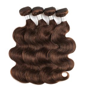 Cor 4 marrom escuro marrom brasileiro onda 4 pacotes qualidade Remy extensão de cabelo humano não processado virgem brasileira cabelo onda corporal