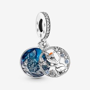 100% 925 Sterling Silver Snowman Double Dangle Charms Fit Original European Charm Bracelet Fashion Women Wedding Engagement Jewelry Accessories