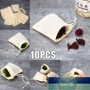 10st tomt teabags Cotton Muslin Drawstring Stilla Teatea Spice Mat Separat Filterväska Engång Tea Bags 8 x 10cm Fabrikspris Expert Designkvalitet Senaste Senaste