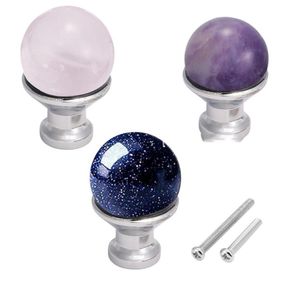 Wholesale Christmas Decorations Amethyst Cabinet Knobs Natural Stone Drawer and Pulls Handle for Dresser Drawers Wardrobe RRF12082