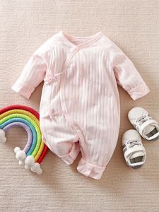 Yieerying 아기 일반 포장 된 프론트 매듭 raglan jumpsuit 그녀의