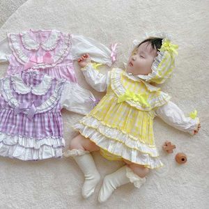 Koreanska Baby Romper Girl Lolita Klänningar Toddler Prinsessan Klänning Spädbarn Födelsedagdöd Party Frock Boutique Kläder 210615