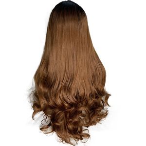 High-end ön dantel izsiz peruk kadın Avrupa ve aynı t-renk ön-dantel kimyasal elyaf peruk ile Amerikan film yıldızları
