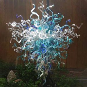 Modern Pendant Lamp LED Crystal Chandelier Lighting for Home Luxury Hand Blow Glass Chandeliers Living Room Lobby Light Fixtures Cobalt Blue Turquoise Clear Color