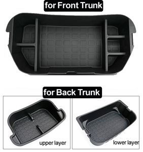 Tesla Modell Y 2021 Fram Bakre trunk arrangör Trunk Lagringsutrymme Arrangör ABS Modely Trunks Förvaringslåda Biltillbehör