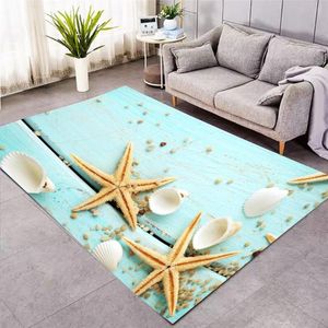 Mattor Sea Star Shell Pattern Tryckt mattan Area matta för sovrum matsal levande soffbord sängmattor 3d stora