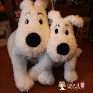 Ankomst Stora The Adventures of Tintin Snowy Dog Söt Mjuk Fylld Vit Plush Toy Doll Barn Födelsedagspresent 210728