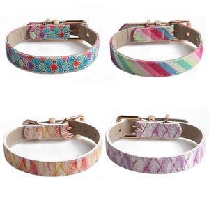 Kolorowe mody Osobowość Dog Collar Outdoor Regulowany PU Pets Collar Proste Ins Style Dogs Dostawy Dla Teddy Schnauzer