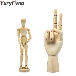 YuryFvna 2 pcs 5.5 Inch Wooden Human Mannequin 7 Drawing Manikin Hand Artist Model for Sketch 211105
