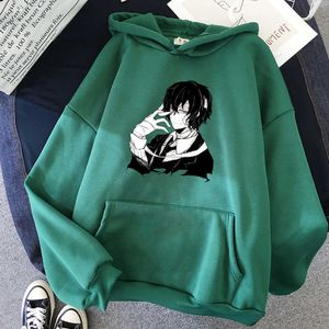 Anime Hoodie Bungou Stray Cão Imprimir Harajuku Suéter Oversized Mulheres Cute Streetwear Roupa Casual Quente Inverno Hoodies Y0804