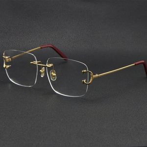 2021 Çerçevesiz Kadınlar hediye Gözlük Aksesuarları Moda Güneş Gözlüğü Çerçeveleri Kedi Gözü Gözlükler Büyük Kare Gözlük kutusu C Dekorasyonu ile 18K altın erkek ve dişi