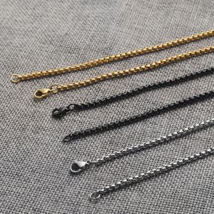 2,5 mm 3mm guld svart silverfärg rostfritt stål länkkedjor för hip hop hänge halsband kvinnor män party smycken tillbehör