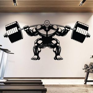 Wall Stickers Gorilla Gym Decal Lifting Fitness Motivation Muscle Brawn Barbell Sticker Decor Sport Poster B754