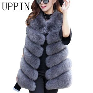 Uppe Winter Warm Vest Ankomst Fashion Women Import Coat Fur Vest Högkvalitativ Faux Fur Coat Fur Long Vest Plus Storlek S-3XL Y200926