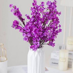 Dekorativa blommor kransar violetta gipsophila bröllop bukett konstgjorda falska blomma växter siden diy fönster arrangemang ornament Q61