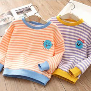 Spring Autumn Arrival 2 3 4 5 6 7 8 9 10 Years Children O Neck Cotton Colorful Stripe Sweatshirts For Kids Baby Girls 210529