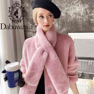 Dabuwawa Donna Cappotto di Pelliccia di Pecora Morbido ed Elegante Collo a Sciarpa Dolce Cappotto Giacca Spessa Calda Solida Donna Autunno Inverno DT1DFR032 210520