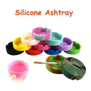 Silikon mjuk rund askfat aspartyhållare pluminous bärbar anti-scaling cigaretthållare multicolor ekovänlig