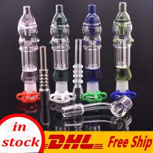 CSYC NC KEAHAH Kit Recycler Rig Oil Mini Ręcznie Palenie Rury wodne Dab Rigs z 45 stopni Quartz Banger Szklany Nail Szkło Olejowe Bongs DHL za darmo