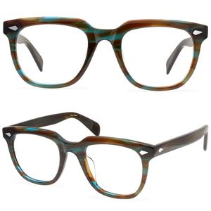 Fashion Sunglasses Frames Vintage Eyeglass Frame For Women Oversized Square Striped Reading Optical Glasses Green Yellow Transparent Lunette