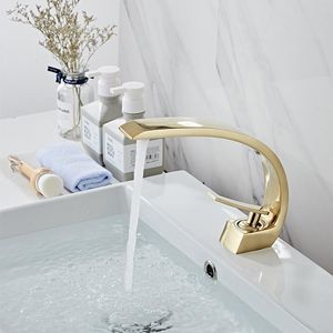 Bathroom Sink Faucets 59# Brass Basin Faucet Modern Tap Black/Gold/White Wash Single Handle And Cold Mixer Waterfall