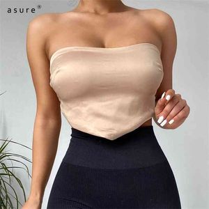 Reggiseno sportivo a fascia senza cuciture Top per ragazze Bralette Push Up Donna Crop Top senza spalline Raccoglitore per il petto Lingerie sexy LH0521 210712