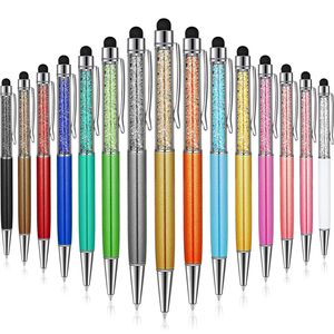 Bling 2-in-1 Crystal Diamond Długopisy Długopisy Dotykowe Dotyk Stylus Pen Office Szkolne Dostawy XBJK2112