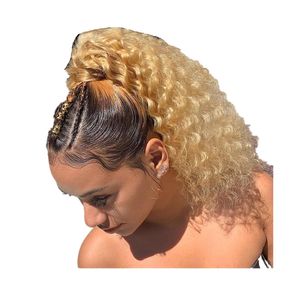 16 inch Wrap Around Ponytail Extension Human Hair 100% Real Remy One Piece Clip in Hair Pieces for Women Natural Invisible Highlights (613 Ash Blonde&Bleach Blonde)