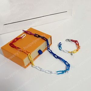 Designer Men Necklace Stainless Steel Necklaces Quenching Series Rainbow Pendant Bracelet Set Hip Hop Jewelry