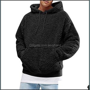 Mens Hoodies Moletons Vestuário Vestuário Inverno Quente Fala Faux Peles Urso De Peluche Com Capuz Com Capuz Toped Tops Tops Manga Longa Homens Jumper Um