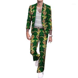 Przyjmuje Afryki Moda Męska Kurtka Kurtka i Proste Pant Mężczyzna Street Wear Dashiki Drukuj Blazer z spodni 2 sztuki Set1