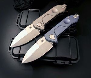 High End Strong ER Tactical Fold knives D2 Satin Blade TC4 Titanium Alloy Handle Outdoor EDC Pocket Folding Knife With Plastic Box Package